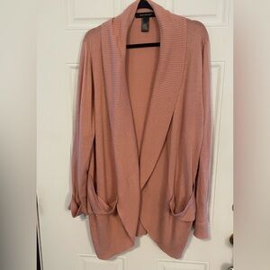 Ashley Stewart Mauve Shawl Collar Cardigan with Pockets 22/24 Pre-owned